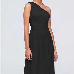 One shoulder black gown